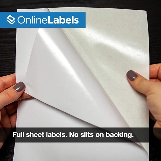 Sticker Paper, 1,000 Sheets, White Matte, 8.5" x 11" Full Sheet Label, Works with Inkjet and Laser Printer, Compatible with Electronic Cutting Machines, OL177WX, OnlineLabels