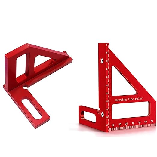 3D Multi-Angle Measuring Ruler, High Precision 45/90 Degree Aluminum Alloy Woodworking Square, Layout Tool with Scale for Carpentry, Engineering & DIY Projects