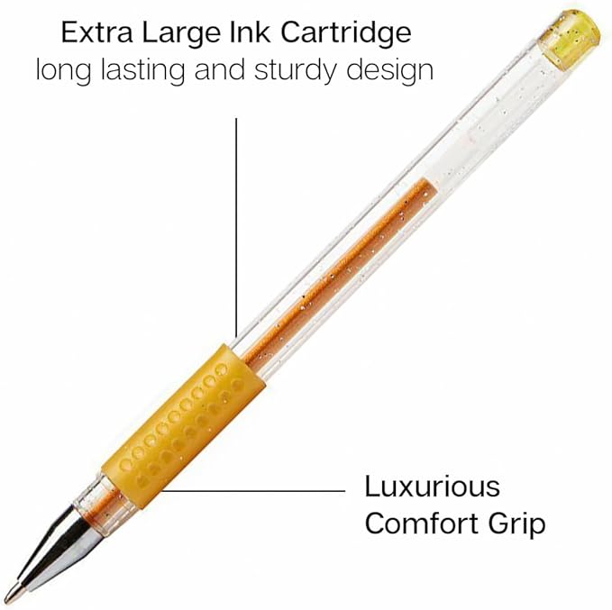 KINGART Glitter Rollerball Gel Pens, 50 Sparkling Colors with Soft-Grip Comfort, XL Ink Cartridge - More Ink, Great for All Ages, Writing, Coloring, Doodling, Scrapbooking, Journaling & More