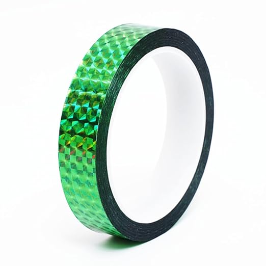 Self-Adhesive Holographic Reflective Tape Prism Tape Holographic Reflective Tape for Keep Birds Away, Craft Projects, DIY Art, Home, Daily Use (Green, 1 Inch x 55 Yard)