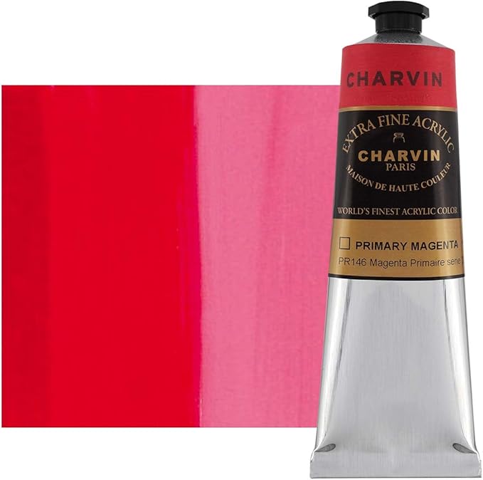 Charvin Extra Fine Professional Acrylic Paint - Magenta Red Primary, 150ml Tube, Triple-Milled, Lightfast Pigments, Open Stock Artist Acrylic Paints in Nature-Inspired Hues
