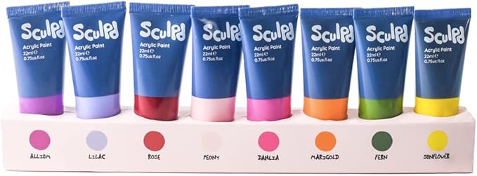 Sculpd Acrylic Paint Set, 8 x 22ml Tubes of Premium Coloured Acrylic, Heavy Body & Vibrant Colours, Paint on Air Dry Clay, Canvas, Ceramic, Fabric, Wood & More, Floral Tones