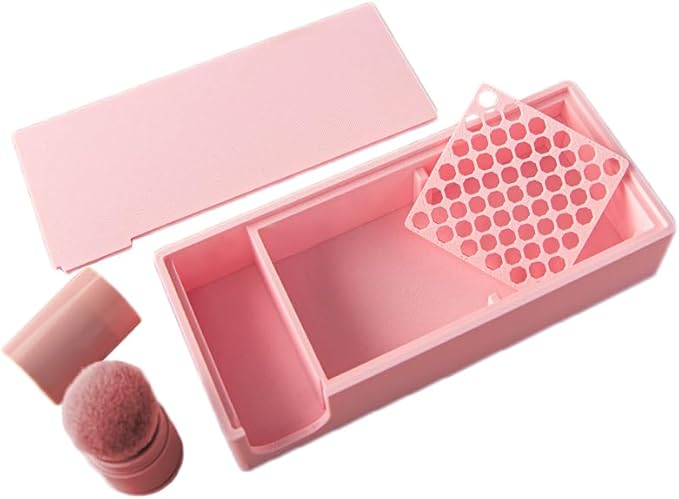 Cornstarch Powder Box Set with Brushes, 2-in-1 Powder Container with Removable Sifter & Sliding Lid, Non-Stick Tool for Polymer Clay Cutters & Jewelry Making (Pink)