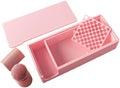 Cornstarch Powder Box Set with Brushes, 2-in-1 Powder Container with Removable Sifter & Sliding Lid, Non-Stick Tool for Polymer Clay Cutters & Jewelry Making (Pink)