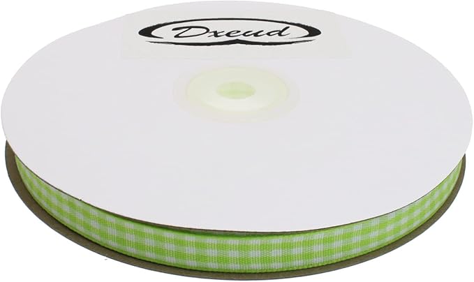 Gingham Ribbon 50 Yard Each Roll 100% Polyester Woven Edge (3/8" x 50 Yards, Light Green)
