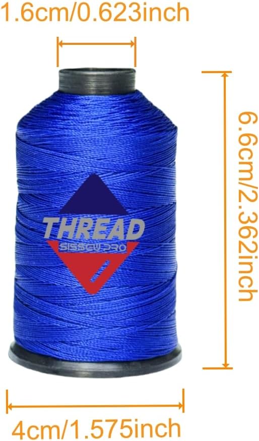 Sissewpro 1oz 375 yds Each 2 Pack Tex70 Bonded Nylon Thread 69 Upholstery Thread Heavy Duty Threads for Leather Sewing Machine, Beading, Hair Weaving, Denim, Canvas,Webbings 2oz Total（2, Blue）