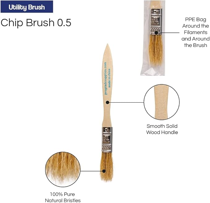 Pro Grade - Chip Paint Brushes - 36 Ea 1/2 Inch Chip Paint Brush Light Brown