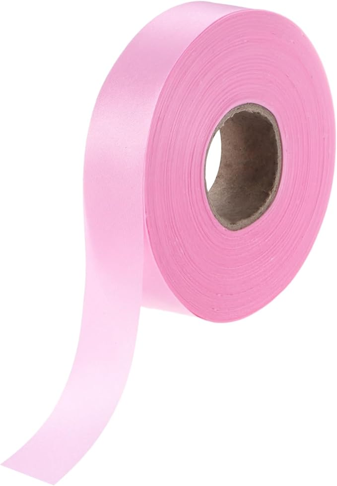 M METERXITY 1-Pack Extra Wide Single Fold Bias Tape, 1 Inch x 55 Yards Satin Bias Tape for Sewing/Seaming/Quilting/Hemming/DIY Crafts/Quilt Binding [Pink]