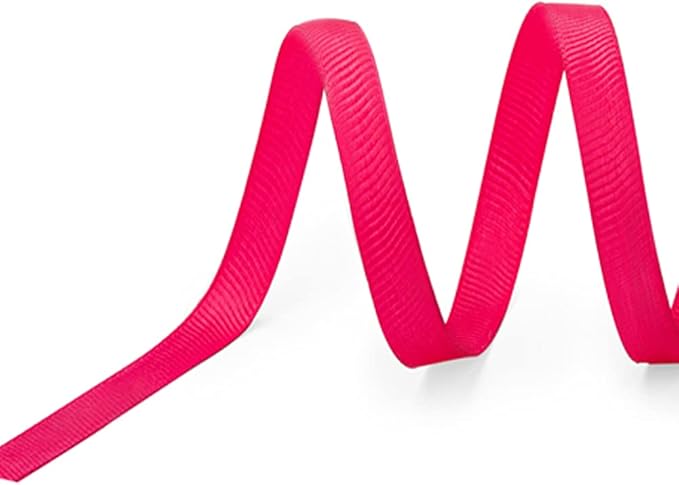 LIUYAXI 1/4" X 50 Yards Solid Hot Pink Grosgrain Ribbon, Perfect for Crafts, Wedding Decor, DIY Hair Accessories, Sewing, Gift Package Wrapping and More