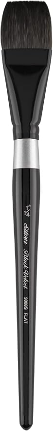 Silver Brush Limited 3008S-1-1/4 Black Velvet Square Wash Paintbrush for Watercolor, Gouache, Inks, & Dyes, Size 1-1/4 Inch, Short Handle