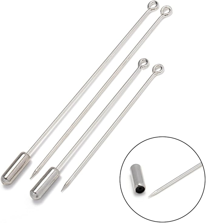 Metal Brooch Stick Pins with Stopper Ends Safety Copper Long Needle Eye Pins for Men Women Suit Tie Hat Scarf DIY Jewelry Accessories, Silver 20pcs 50mm & 20pcs 70mm