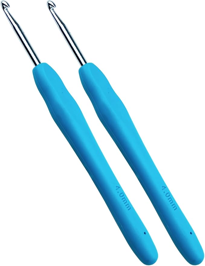 Mdoker 4mm 2PCS Crochet Hook Ergonomic Handle Crochet Hook Needles for Arthritic Hands,Extra Long Crochet Hooks for Beginner Crocheting Yarn(4mm)