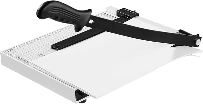 Guillotine Paper Cutter 12" - 10-Sheet Capacity Paper Cutter Guillotine Style, Heavy Duty Paper Slicer with Guide Bar and Safety Blade Lock for Cardstock, Photo, Wide Use for Office, Home (A4-B7)
