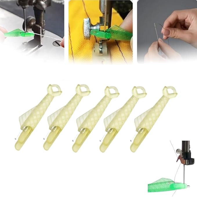 Sewing Machine Needle Threader - 2024 New Quick DIY Hand Threader, Upgraded Automatic (Yellow, 6 Pcs)