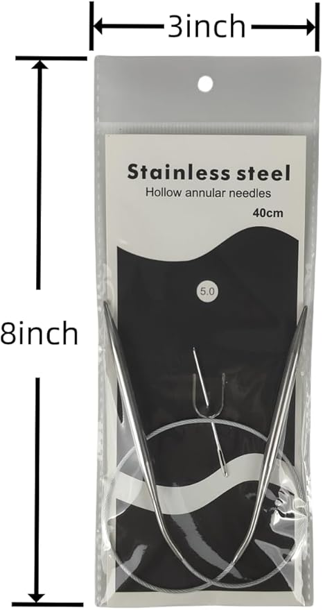 Aolfior Stainless Steel Circular Knitting Needles Size 2.5 16 Inch 3 mm Set Round Metal (Silver, 16 inch-2.5-(3mm)) Suitable for Beginners and Experienced Knitters Alike.
