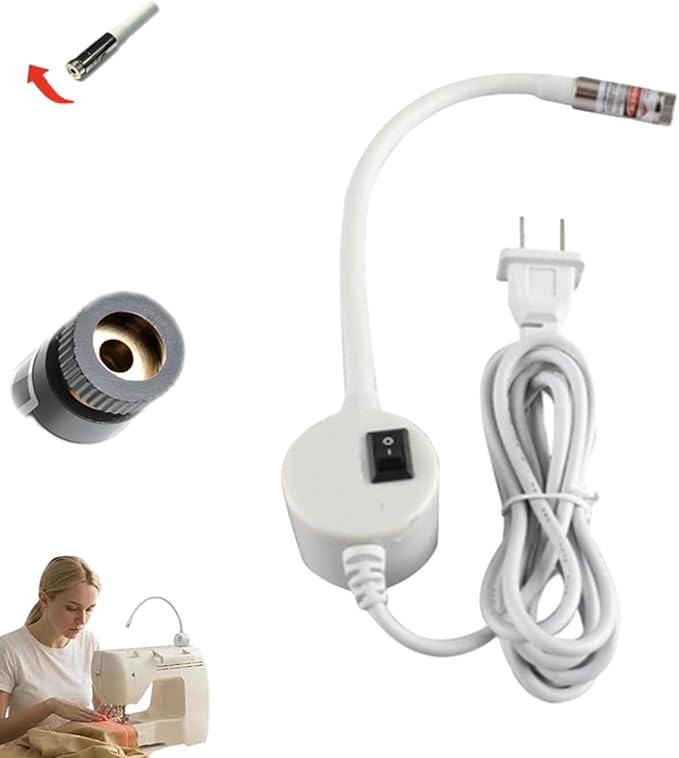 Magnetic Positioning Quilting Light for Sewing Machine, Magnetic Sewing Machine Light, Adjustable Magnetic Attachment, Sewing Light Guide for Straight Stitching, for Sewing (Crosshair, Plug model)