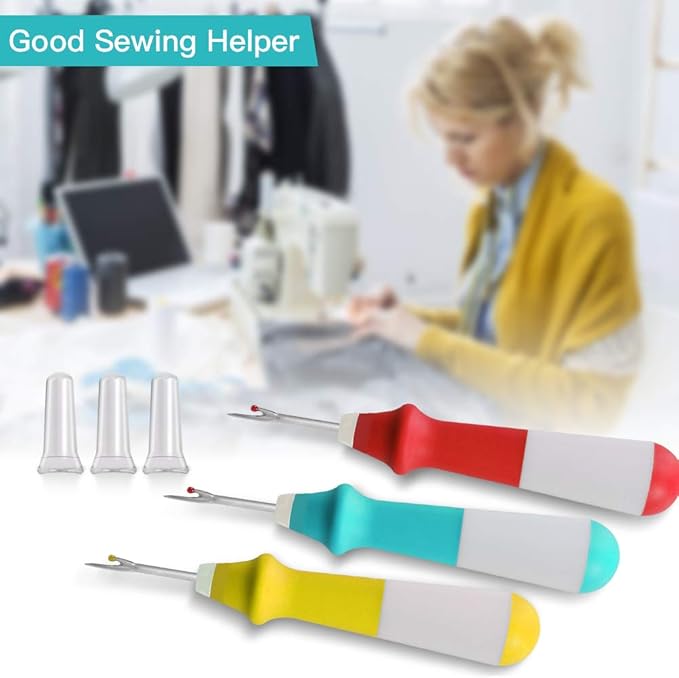 Lhedon Seam Ripper 3 PCS, Seam Rippers for Sewing, Ergonomic Grip, Colorful Large Thread Stitch Remover Tool Handy Stitch Rippers for Sewing Crafting Removing Hems and Seams，Christmas Gifts