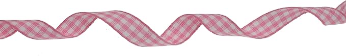 Gingham Ribbon 50 Yard Each Roll 100% Polyester Woven Edge (3/8" x 50 Yards, Pink)