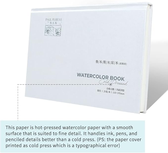 Paul Rubens Artist Grade Watercolor Paint, 48 Colors Solid Cakes with Palette and 100% Cotton Hot Press Watercolor Block for Artists, Beginners, Hobbyists, Students