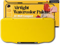 Transon Watercolor Palette Folding with Lid 18wells 2 Mixing Areas and 1 Large Mixing Tray Also for Gouache Acrylic Paint Palette Yellow Color