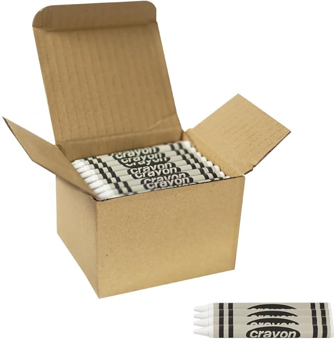 80 Count Single Color Crayons Bulk Pack - WHITE single color crayon refill - Regular size crayons (5/16" x 3-1/2")