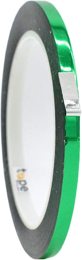 WOD MPFT2 Green Metalized Polyester Mylar Film Tape with Acrylic Adhesive, 1/4 inch x 72 yds. Vibrant Mirror Green Tape, Decor Tape for Detailing Accent Wall, Graphic Arts, Car and Boat Trim
