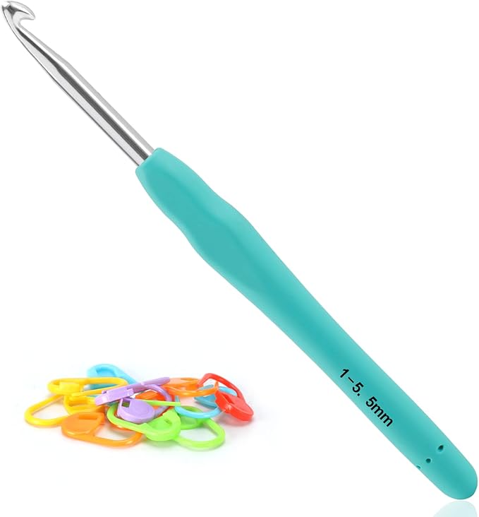 Vodiye Professional Extra Long 5.5mm Crochet Hooks Set, Ergonomic Handle, for Beginners and Experienced Lovers