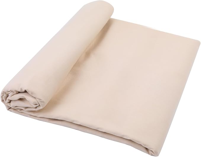 Cream Cotton Fabric for Sewing 59 Inch Wide Natural 100% Cotton Poplin Fabric by The Yard Soft Embroidery Cotton Material Apparel Cloth (Cream, 1 Yard)
