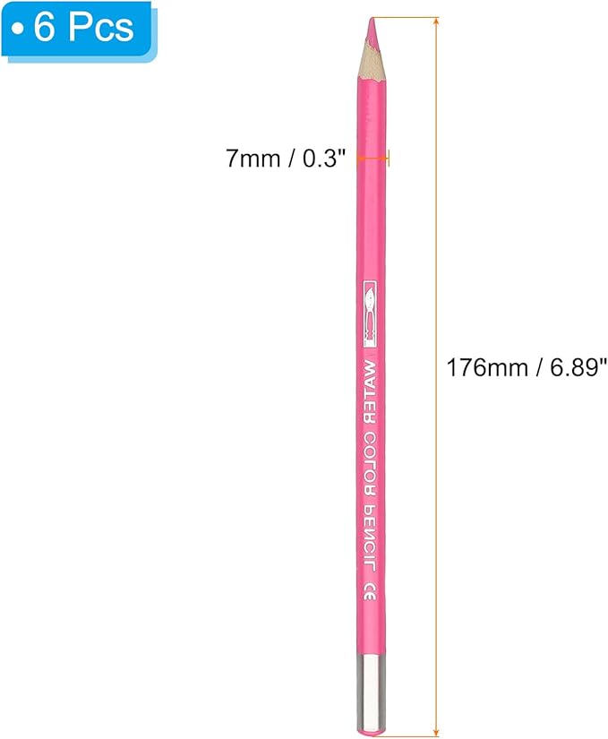 PATIKIL Watercolor Pencil, 6Pcs Water Soluble Pencils for Blending, Coloring, Sketch Drawing, Painting, Pale Pink