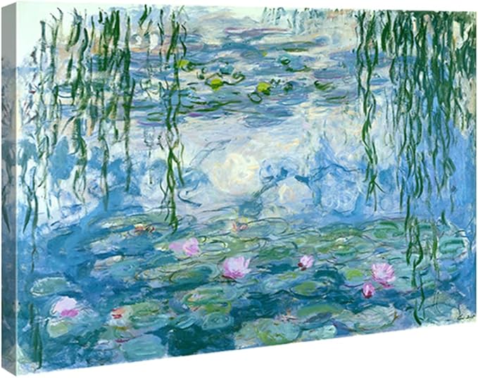 Wieco Art Water Lilies by Claude Monet Oil Paintings Flowers Reproduction Extra Large Modern Gallery Wrapped Giclee Canvas Prints Artwork Landscape Pictures on Canvas Wall Art for Home Decorations