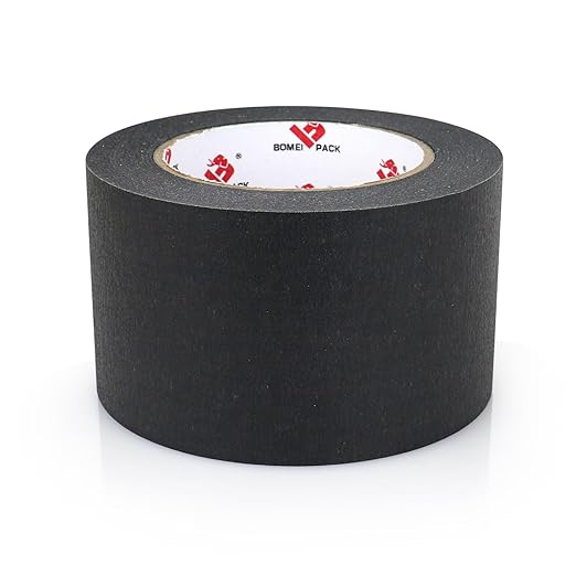BOMEI PACK Wide Painters Tape 3 Inch,Wide Black Masking Tape, 55 yds Length, Multi-Surface Adhesive Painting Tape 21-Day Clean Removal for Painting, DIY, Arts, Crafts, Labeling