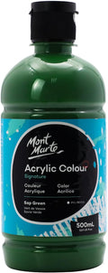Mont Marte Signature Sap Green Acrylic Paint, 16.9oz (500ml), Semi-Matte Finish, Suitable for Canvas, Wood, Fabric, Leather, Cardboard, Paper, MDF and Crafts
