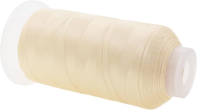 Mandala Crafts Ivory Heavy Duty Thread - 1500 Yds Tex 90 Bonded Polyester Threads for Sewing Drapery, Jeans, Leather, Hair, Outdoor Marine Upholstery