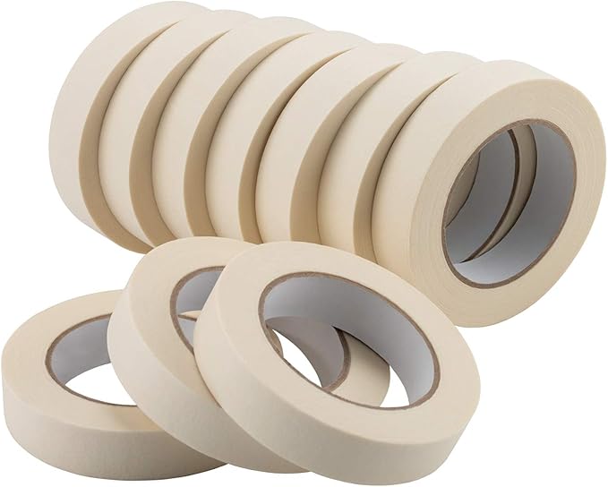 Lichamp Masking Tape 1 inch, 10 Pack General Purpose Masking Tape Bulk Multipack for Basic Use, 1 inch x 55 Yards x 10 Rolls (550 Total Yards)