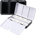 LOONENG Metal Watercolor Tin with Fold-Out Palette, Small Tray Palette with 8 Empty Full Pans for Plein Air, Acrylic and Oil Painting