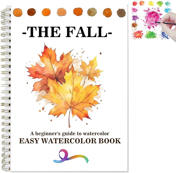 Workbooks Coloring Book Beginner Friendly Painting Kit Easy Nature Scenes Painting Set Art Crafts for Creative Exploration Gift for Adults Teens (The Fall, Without Palette)