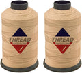 Sissewpro 1oz 375 yds Each 2 Pack Tex70 Bonded Nylon Thread 69 Upholstery Thread Heavy Duty Threads for Leather Sewing Machine, Beading, Hair Weaving, Denim, Canvas,Webbings 2oz Total（2, Beige）