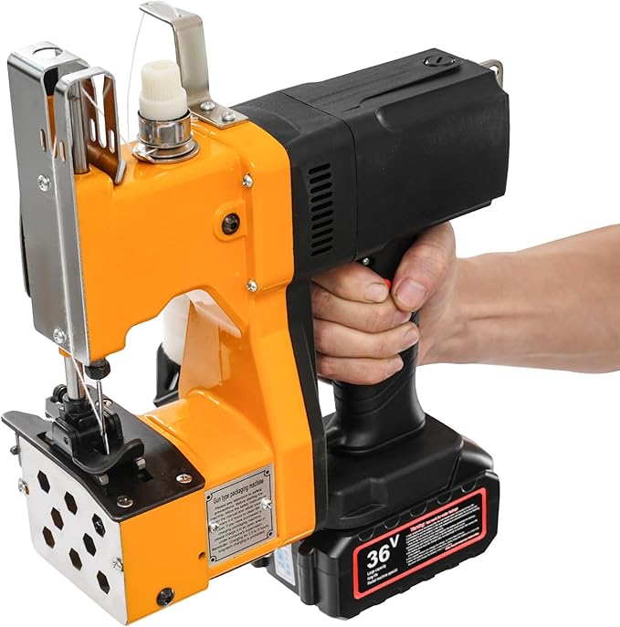 Bag Sewing Machine Cordless Handheld Bag Sealing Closing Machine 210W Electric Bag Stitching Closer Stitcher Packing Machine High Speed for Burlap Sack, Canvas,Feed Sacks,- with Battery, Charger