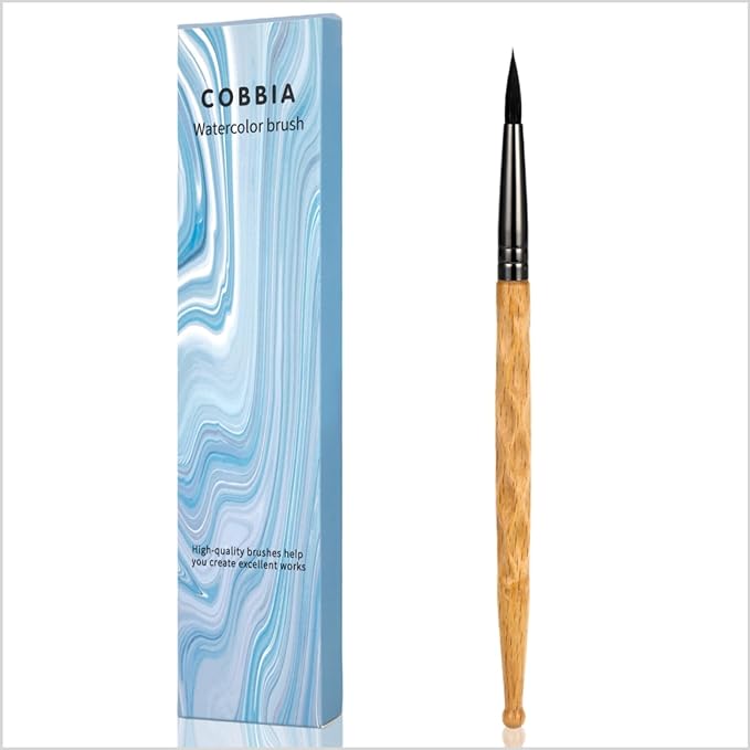 Round Watercolor Brush Size 6 - All-Purpose Squirrel Hair Brush for Watercolor, Acrylic, Ink, Gouache - Hand-Carved & Balanced Handle for Detailed & Washes