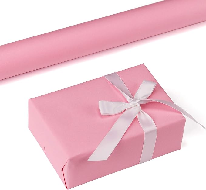 RUSPEPA Pink Kraft Paper Roll - 12 inches x 100 feet - Natural Recyclable Paper Perfect for Easter Crafts, Art, Small Wrapping, Packing, Postal, Shipping, Dunnage & Parcel