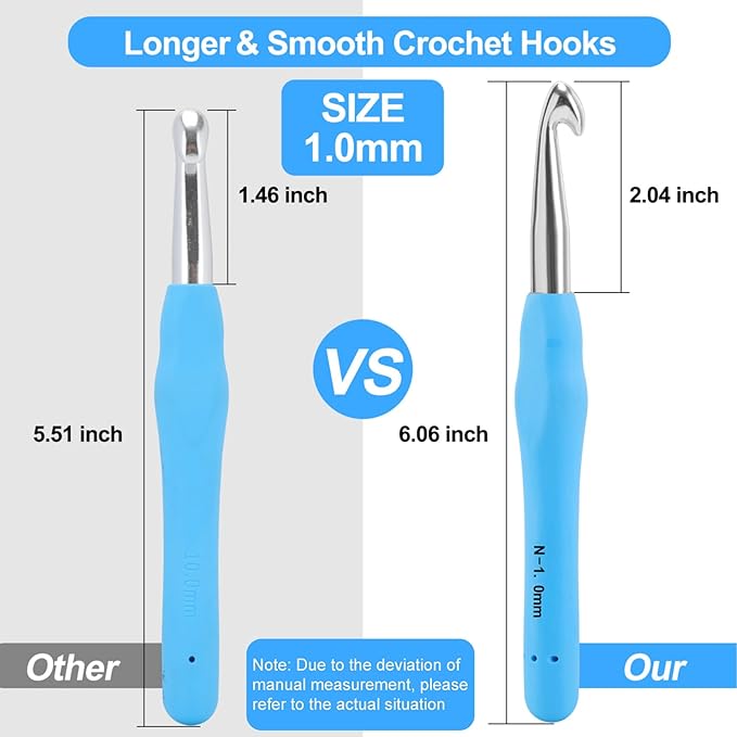 Vodiye Professional Extra Long 10mm Crochet Hooks, Ergonomic Handle Set for Beginners and Experienced Lovers