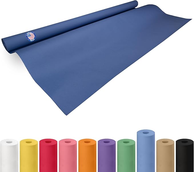 48" x 1200" (100 feet) Blue Kraft Paper Roll - USA-Made Quality Craft Paper for Gift Wrapping, Kids' Arts & Crafts, School Projects - 100% Recycled Natural Material 50lb Thickness by IDL Packaging