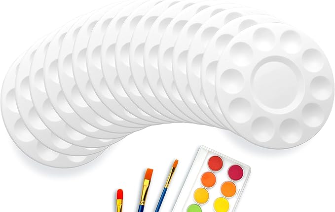 46 PCS Paint Tray Palettes for Kids, Plastic Paint Pallet with 10 Wells, Acrylic Artist Paint Tray Palette for Kids, Students to Acrylic Oil Watercolor Craft Supplies DIY Art Painting