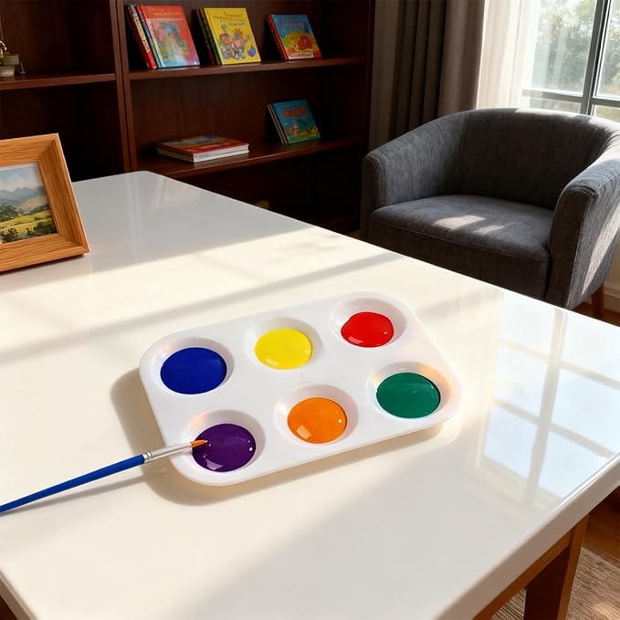 Haploon 150 Pcs White Plastic Art Paint Tray Palettes, 6 Well Rectangular Watercolor Palette Tray, Craft Paint Trays Finger Painting Tray Paint Palettes for DIY Art Painting Watercolor Craft