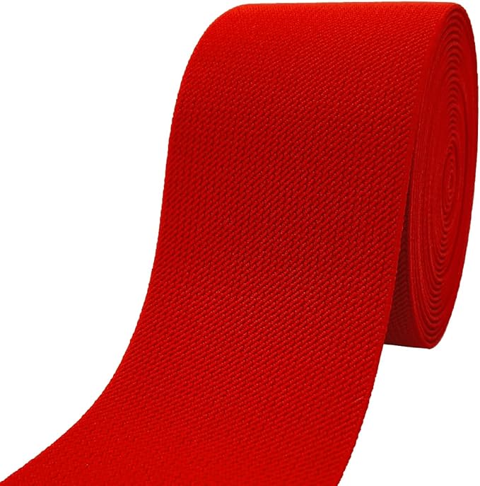 Red Wide Knit Elastic Band for Sewing 3 inch 5yards Double-Side Twill Woven Elastic Heavy Stretch Elastic Spool Band for Sewing Pants Waist-Wigs-Skirts-Craft-DIY Projects (#34)