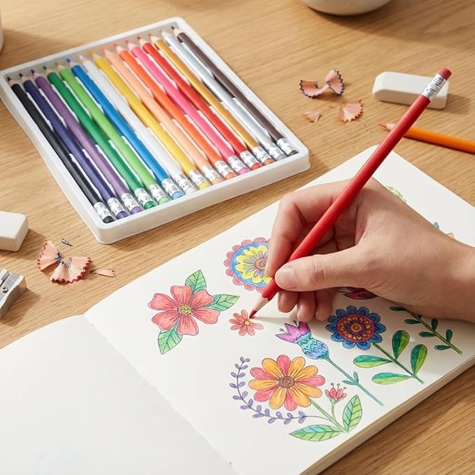 Pre-sharpened Colored Pencils with Erasers, Erasable Color Pencils, Drawing Pencil, Art Pencil for School Supplies, Drawing Supplies (15 Colors)