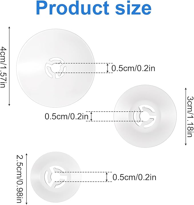 TIESOME Spool Cap for Sewing Machine, Replacement Spool Pin Cap Set of 6 Pieces in 3 Sizes 25mm 35mm 45mm, White