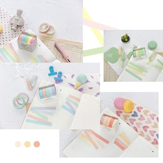 YUBBAEX Natural Color Washi Tape Set 30 Rolls Decorative Tapes for DIY Crafts, Journals, Planners, Scrapbooking, Wrapping (Macaron 30 Rolls)
