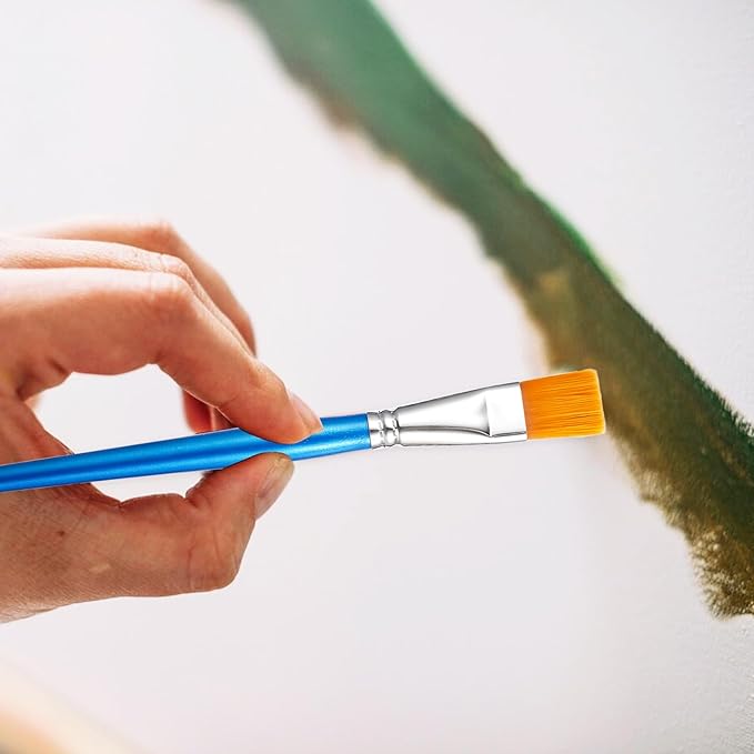 20 Pcs 3/4 Inch Flat Paint Brushes, Acrylic Brush Wide Synthetic Bristles Paintbrushes Small Watercolor Brushes Bulk Craft Paint Brush with Wooden Handle for Detail Art Painting Oil, Face Body Art