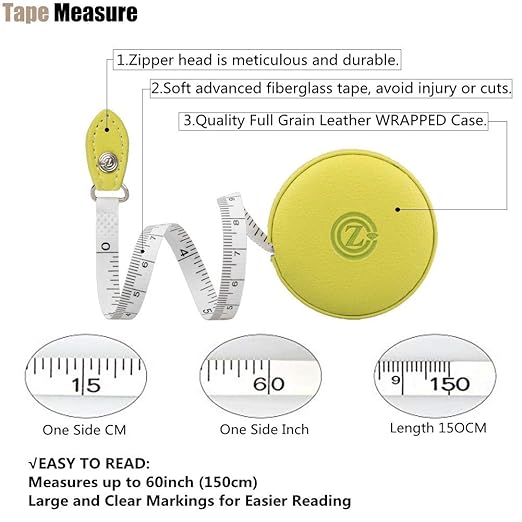Sewing Tape Measure, Medical Body Cloth Tailor Craft Dieting Measuring Tape, 60 Inch/1.5M Dual Sided Retractable Ruler with Push Button Round(1 Pack, Blue)
